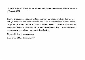 2023 07 05 ST EXUPERY HOMMAGE A NOS MORTS ET DISPARUS DU 5 07 1962 D ORAN